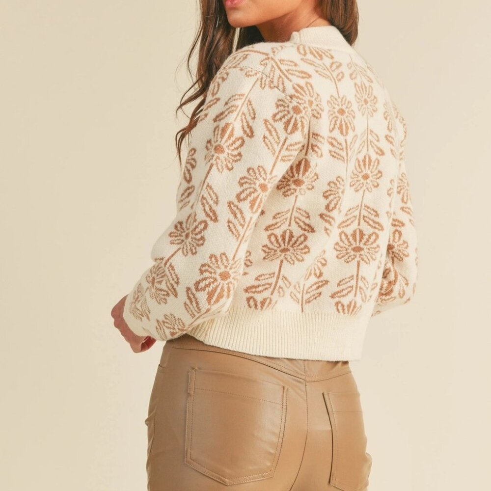 Elise Floral Pattern Knit Sweater | Women's Warm Soft Knit Pullover | Spring - Picture 7 of 9